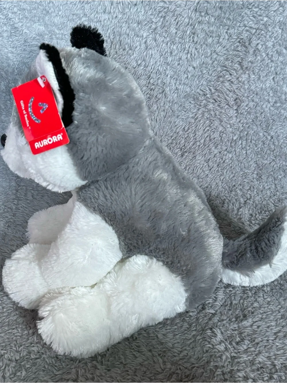 Aurora Husky Dog Plush 13” Wolf Stuffed Animal Gray White Soft Toy Blue Eyes
